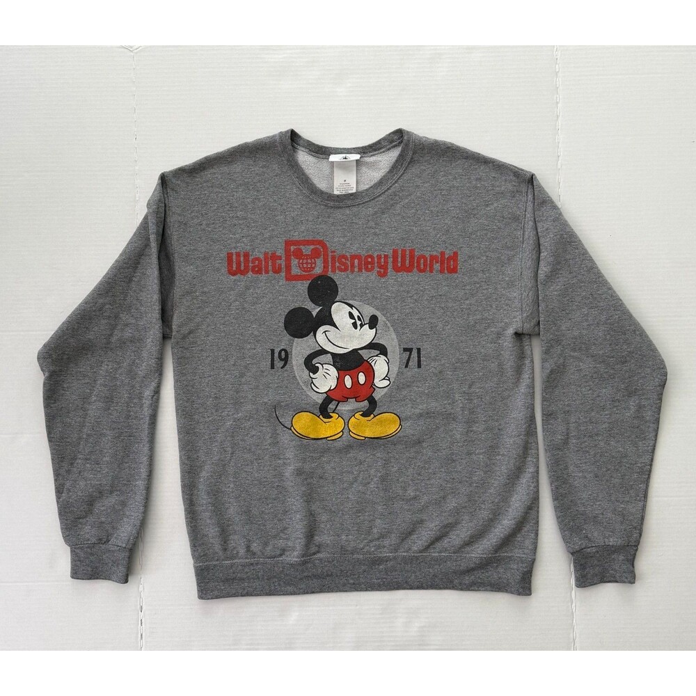 Disney Parks Walt Disney World 1971 Mickey Crewneck Sweatshirt Gray Medium